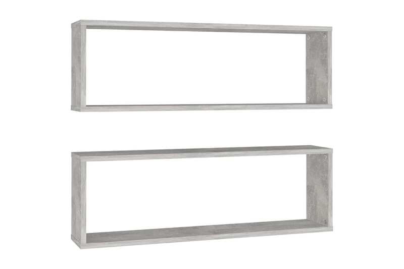 væghylder 2 stk. 80x15x26,5 cm spånplade kubeformet betongrå - Grå - Opbevaring - Hylder & Reoler - Væghylde & vægreol