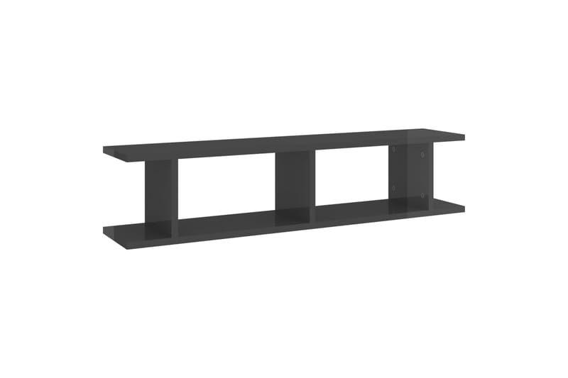 væghylder 2 stk. 90x18x20 cm spånplade grå højglans - Grå - Opbevaring - Hylder & Reoler - Væghylde & vægreol