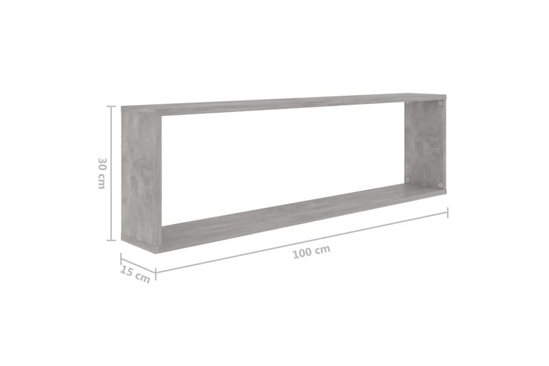 væghylder 4 stk. 100x15x30 cm spånplade betongrå - Grå - Opbevaring - Hylder & Reoler - Væghylde & vægreol