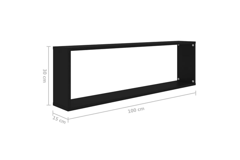 væghylder 4 stk. 100x15x30 cm spånplade kubeformet sort - Sort - Opbevaring - Hylder & Reoler - Væghylde & vægreol