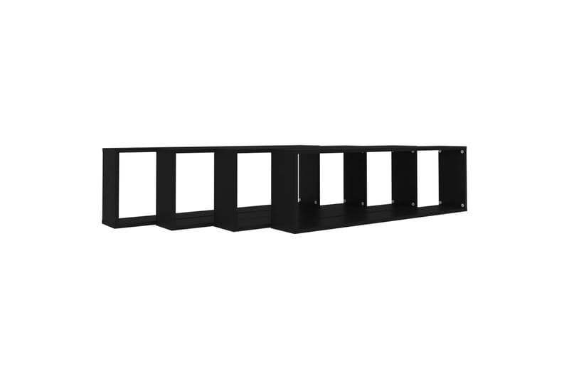 væghylder 4 stk. 100x15x30 cm spånplade kubeformet sort - Sort - Opbevaring - Hylder & Reoler - Væghylde & vægreol