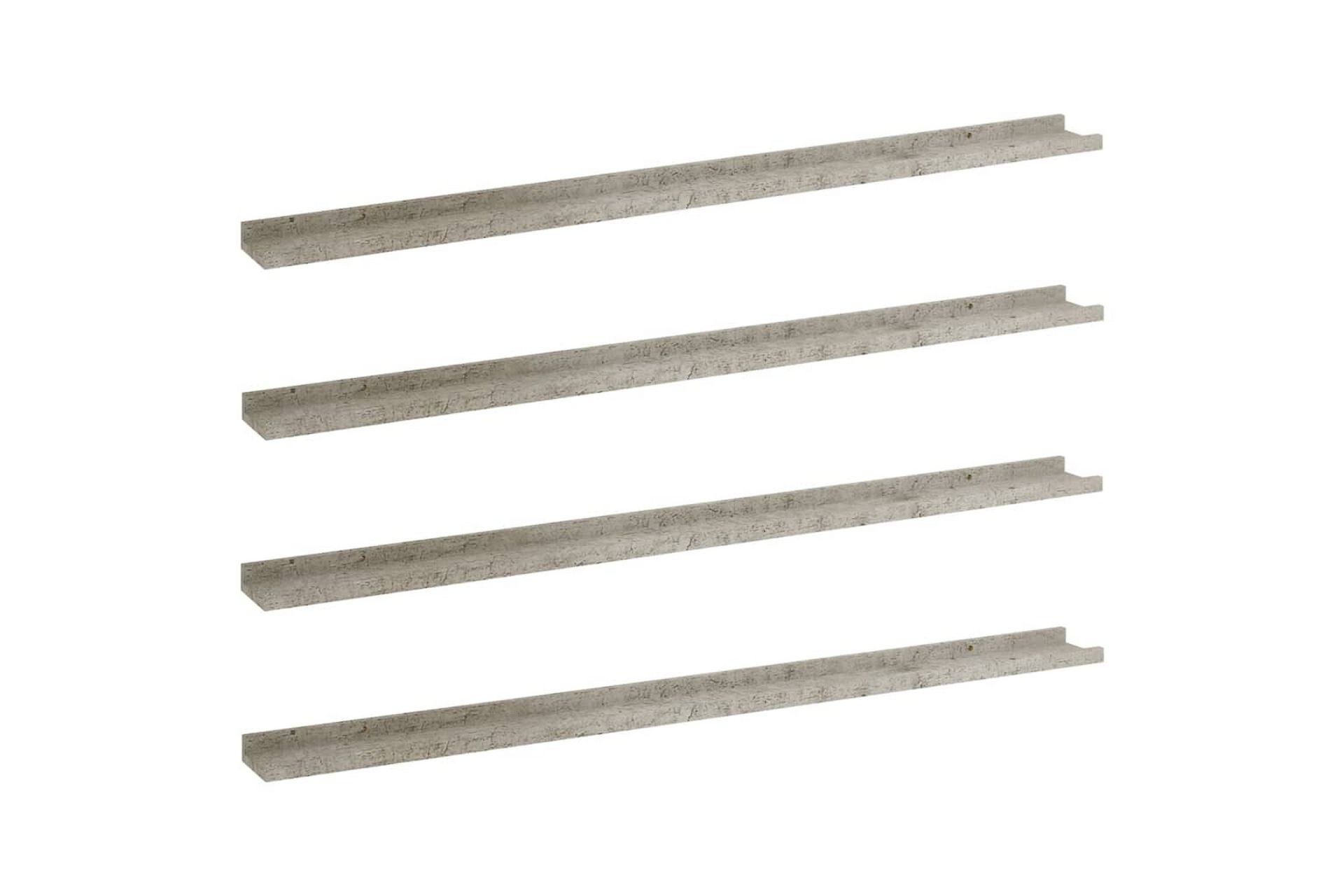 væghylder 4 stk. 115x9x3 cm betongrå - Grå - Opbevaring - Hylder & Reoler - Væghylde & vægreol