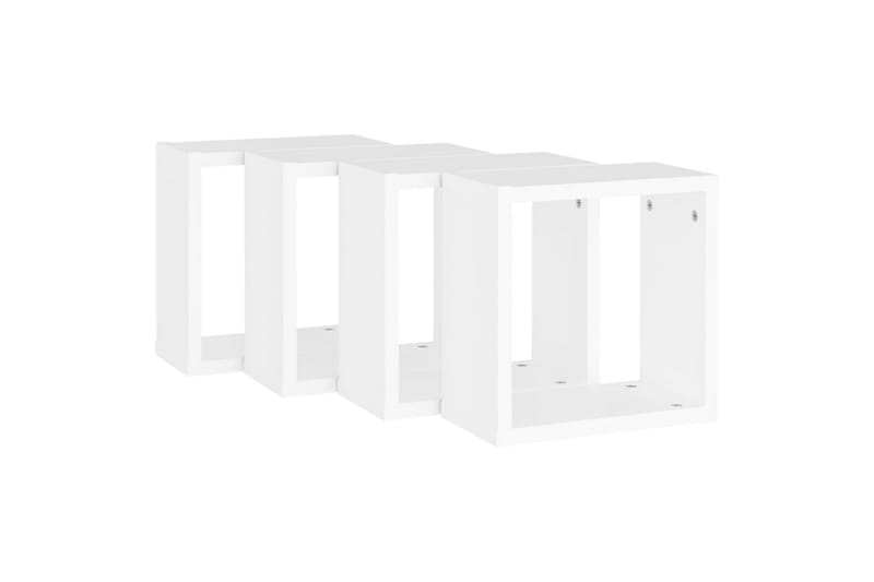 væghylder 4 stk. 30x15x30 cm kubeformet hvid - Hvid - Opbevaring - Hylder & Reoler - Væghylde & vægreol