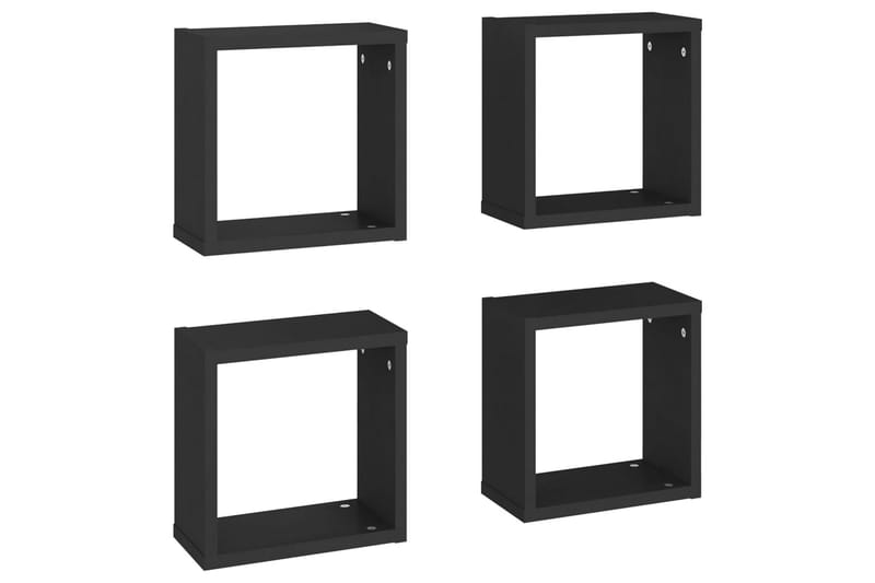 væghylder 4 stk. 30x15x30 cm kubeformet sort - Sort - Opbevaring - Hylder & Reoler - Væghylde & vægreol