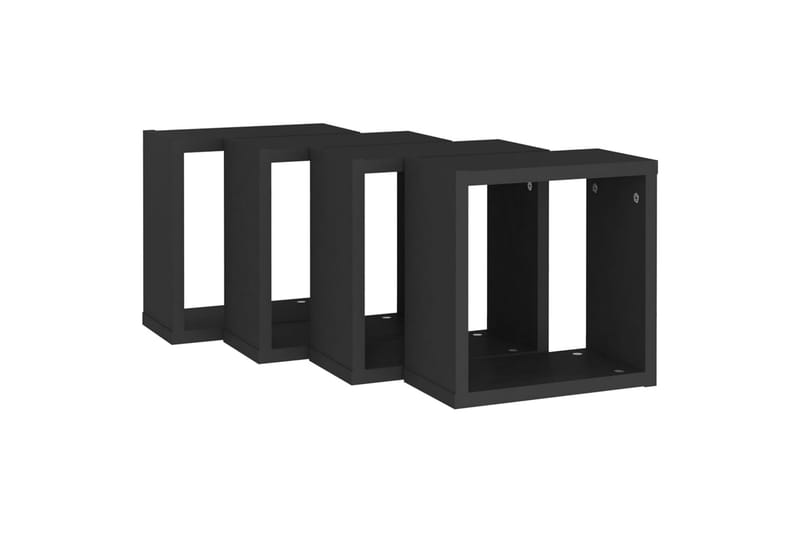 væghylder 4 stk. 30x15x30 cm kubeformet sort - Sort - Opbevaring - Hylder & Reoler - Væghylde & vægreol