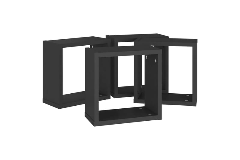 væghylder 4 stk. 30x15x30 cm kubeformet sort - Sort - Opbevaring - Hylder & Reoler - Væghylde & vægreol