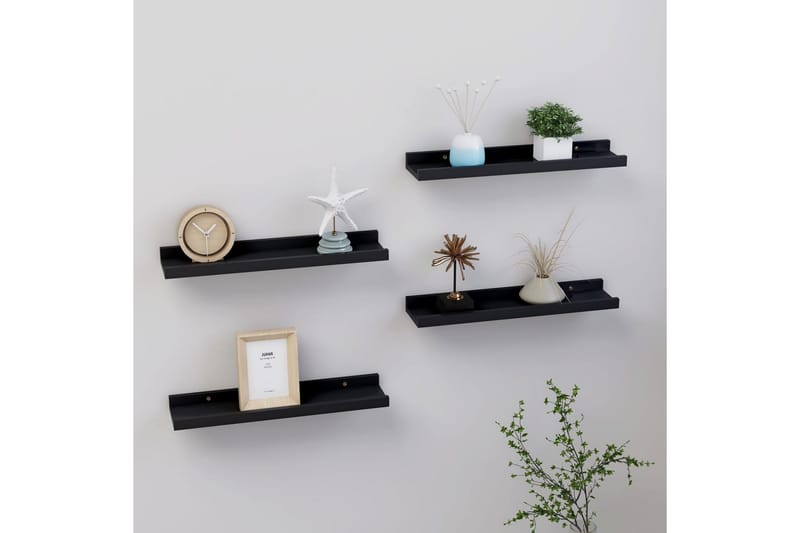 væghylder 4 stk. 40x9x3 cm sort - Sort - Opbevaring - Hylder & Reoler - Væghylde & vægreol