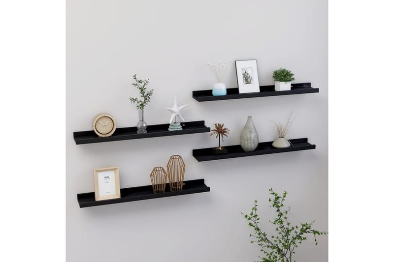 væghylder 4 stk. 60x9x3 cm sort - Sort - Opbevaring - Hylder & Reoler - Væghylde & vægreol