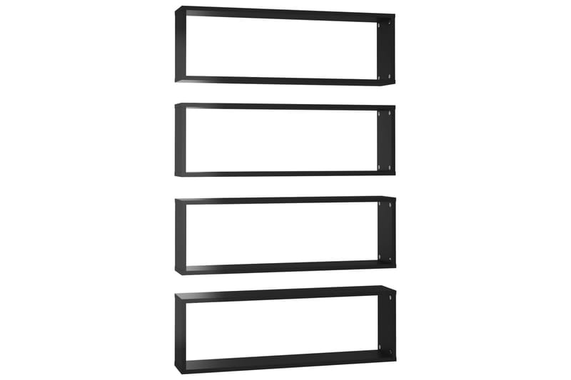 væghylder 4 stk. 80x15x26,5 cm kubeform spånplade - Sort - Opbevaring - Hylder & Reoler - Væghylde & vægreol