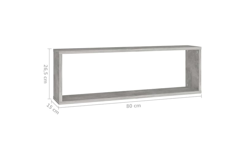 væghylder 4 stk. 80x15x26,5 cm spånplade kubeform betongrå - Grå - Opbevaring - Hylder & Reoler - Væghylde & vægreol