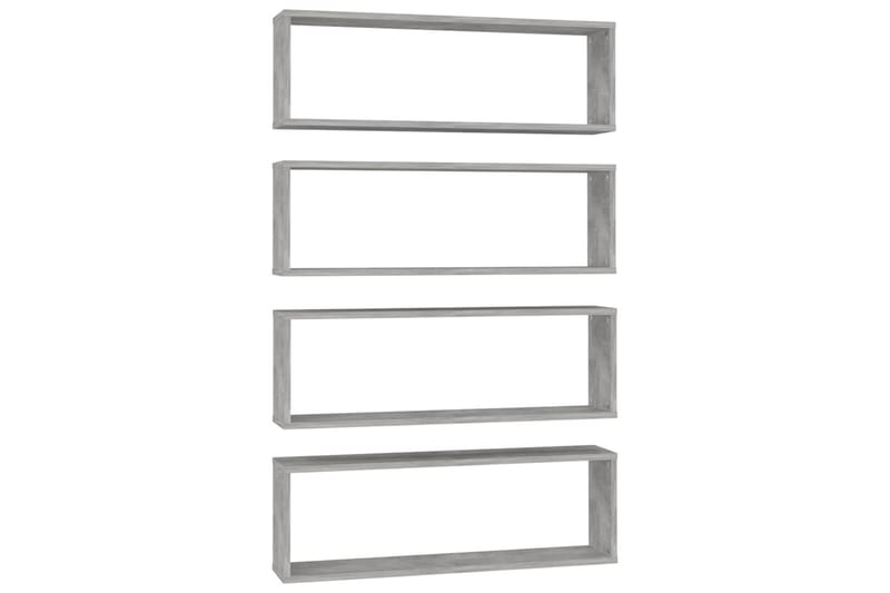 væghylder 4 stk. 80x15x26,5 cm spånplade kubeform betongrå - Grå - Opbevaring - Hylder & Reoler - Væghylde & vægreol