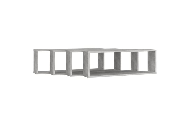 væghylder 4 stk. 80x15x26,5 cm spånplade kubeform betongrå - Grå - Opbevaring - Hylder & Reoler - Væghylde & vægreol