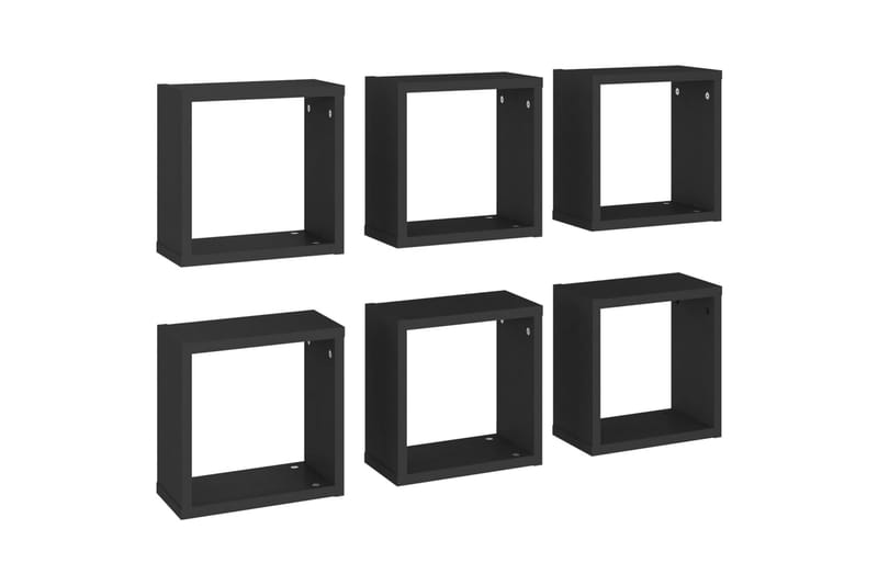 væghylder 6 stk. 30x15x30 cm kubeformet sort - Sort - Opbevaring - Hylder & Reoler - Væghylde & vægreol