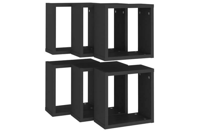 væghylder 6 stk. 30x15x30 cm kubeformet sort - Sort - Opbevaring - Hylder & Reoler - Væghylde & vægreol