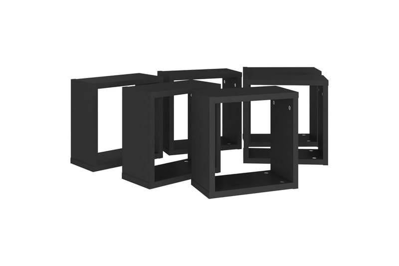 væghylder 6 stk. 30x15x30 cm kubeformet sort - Sort - Opbevaring - Hylder & Reoler - Væghylde & vægreol