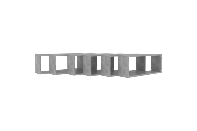 væghylder 6 stk. 60x15x23 cm kubeformet spånplade betongrå - Grå - Opbevaring - Hylder & Reoler - Væghylde & vægreol
