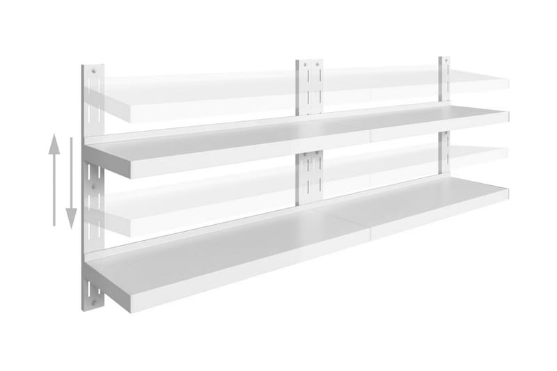 Væghylder I 2 Niveauer 2 Stk. 200x30 cm Rustfrit Stål - Væghylde & vægreol