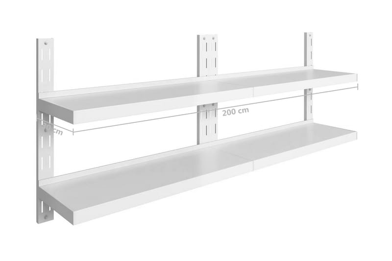 Væghylder I 2 Niveauer 2 Stk. 200x30 cm Rustfrit Stål - Væghylde & vægreol