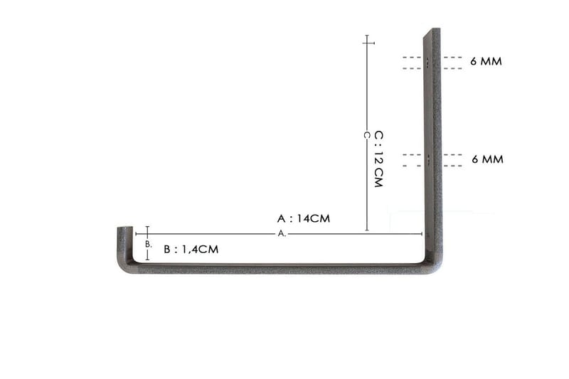 Wayte Væghylde 60 cm i Træ med Metalstativ Sort/Eg - Sort/Eg - Opbevaring - Hylder & Reoler - Væghylde & vægreol