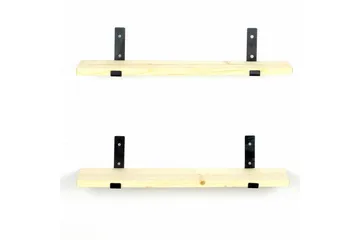Wayte Væghylde 60 cm i Træ med Metalstativ Sort/Eg - Sort/Eg - Opbevaring - Hylder & Reoler - Væghylde & vægreol