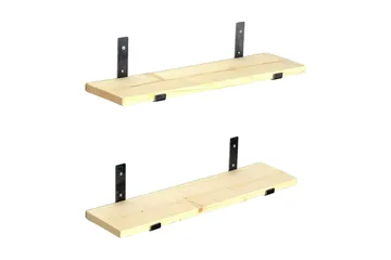 Wayte Væghylde 60 cm i Træ med Metalstativ Sort/Eg - Sort/Eg - Opbevaring - Hylder & Reoler - Væghylde & vægreol