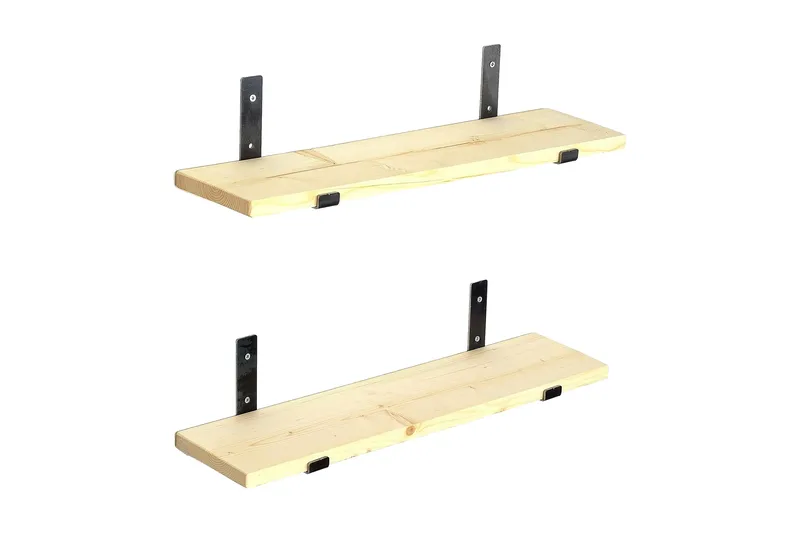 Wayte Væghylde 60 cm i Træ med Metalstativ Sort/Eg - Sort/Eg - Opbevaring - Hylder & Reoler - Væghylde & vægreol