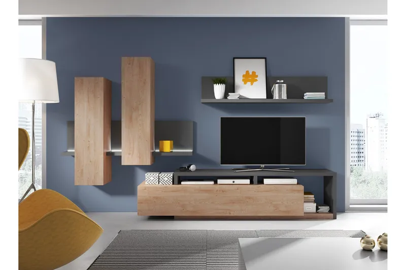 Wesley hylde - Mørkegrå / træ - Opbevaring - Hylder & Reoler - Væghylde & vægreol