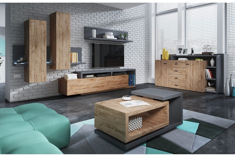 Wesley hylde - Mørkegrå / træ - Opbevaring - Hylder & Reoler - Væghylde & vægreol