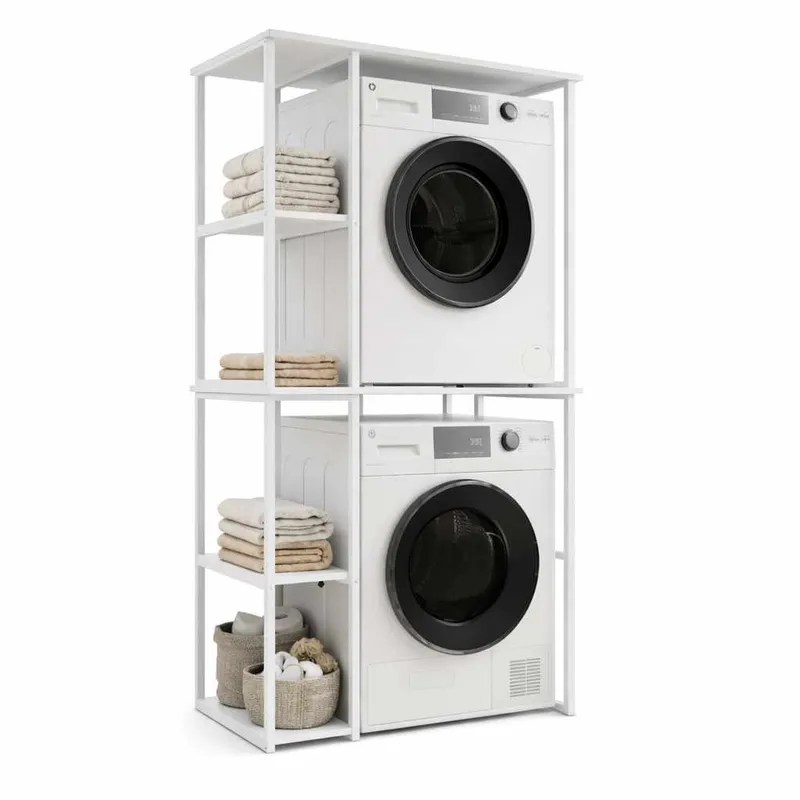 Vaskemaskinehylde Hanah Home Vento (90 x 190 x 60 cm) Hvid, Hvid