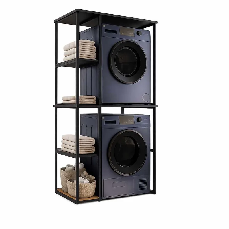 Vaskemaskinehylde Hanah Home Vento (90 x 190 x 60 cm) Sort, Sort