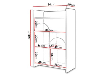 Zarek Reol 84x128 cm - brun og pink - Opbevaring - Hylder & Reoler - Bogreol