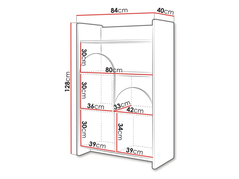 Zarek Reol 84x128 cm - brun og pink - Opbevaring - Hylder & Reoler - Bogreol