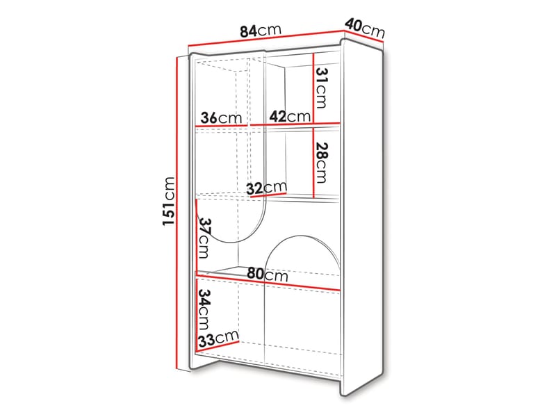 Zarek Reol 84x151 cm - brun, blå, beige - Opbevaring - Hylder & Reoler - Bogreol