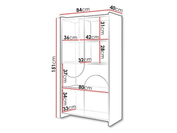 Zarek Reol 84x151 cm - brun, lyserød, beige - Opbevaring - Hylder & Reoler - Bogreol