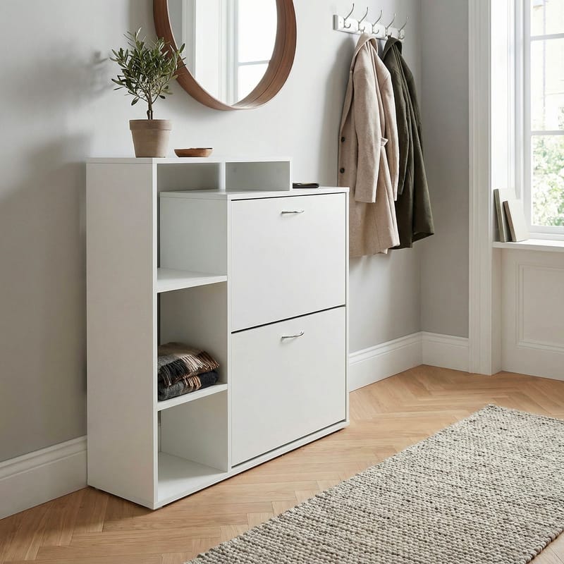Noraro skoskab 85 cm - hvid og krom - Opbevaring - Entréopbevaring