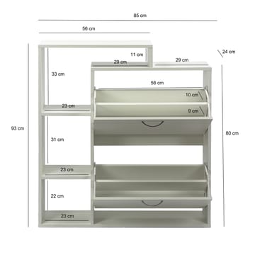 Noraro skoskab 85 cm - hvid og krom - Opbevaring - Entréopbevaring