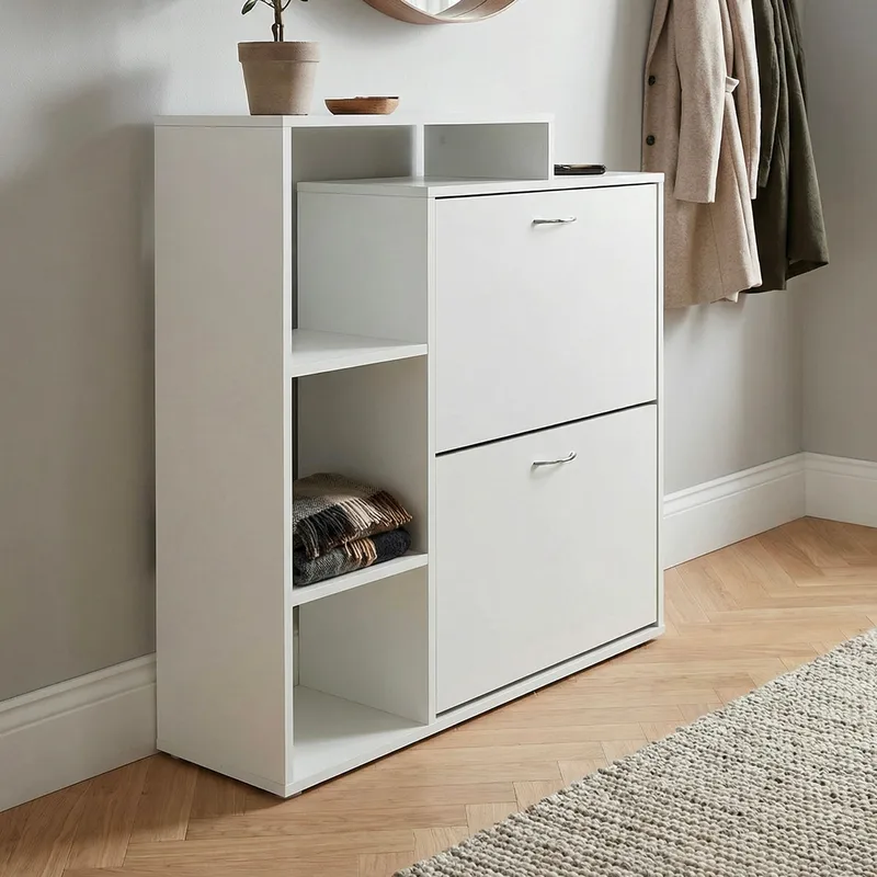Noraro skoskab 85 cm - hvid og krom - Opbevaring - Entréopbevaring