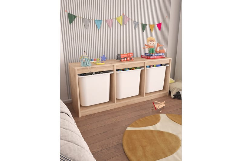 Alvora Opbevaringskasser 132,3 cm - Natur/Hvid - Opbevaring - Opbevaring til småting - Kurve & kasser