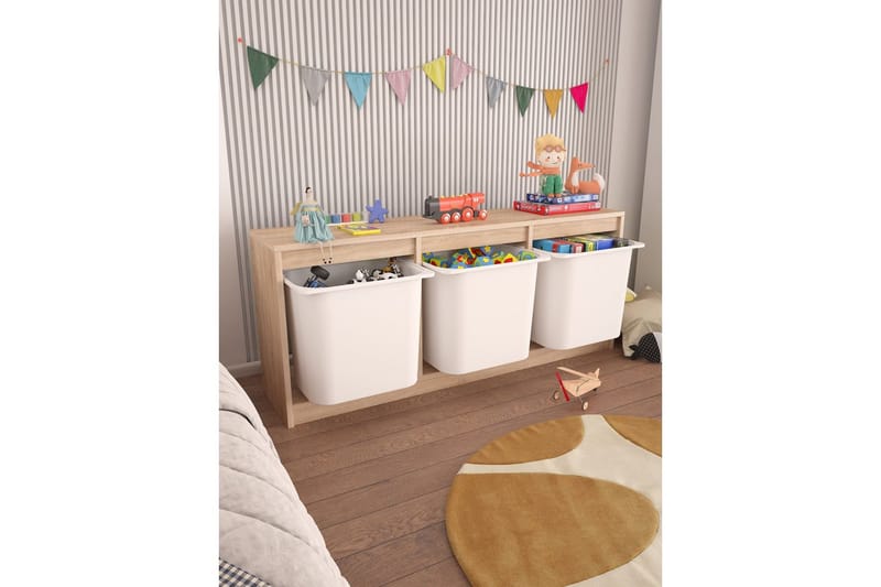 Alvora Opbevaringskasser 132,3 cm - Natur/Hvid - Opbevaring - Opbevaring til småting - Kurve & kasser