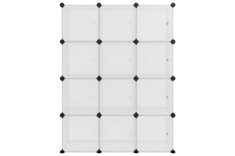 beBasic kubeformede opbevaringskasser 12 stk. med låger PP transparent - gennemsigtig - Kurve & kasser