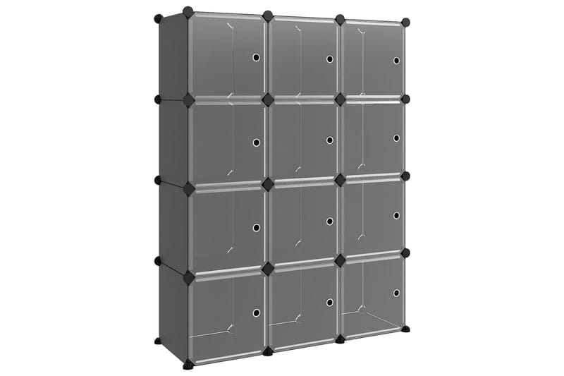 beBasic kubeformede opbevaringskasser 12 stk. med låger PP sort - Sort - Kurve & kasser