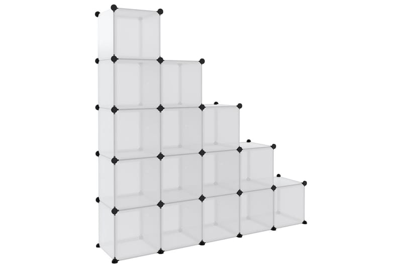 beBasic kubeformede opbevaringskasser 15 stk. med låger PP transparent - gennemsigtig - Kurve & kasser