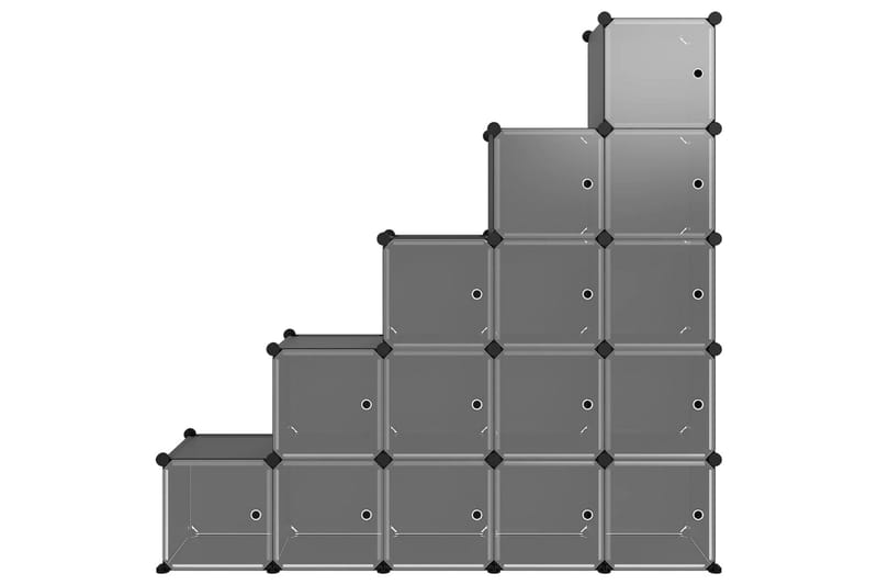 beBasic kubeformede opbevaringskasser 15 stk. med låger PP sort - Sort - Kurve & kasser