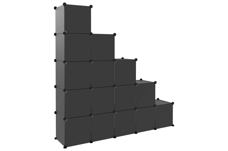 beBasic kubeformede opbevaringskasser 15 stk. med låger PP sort - Sort - Kurve & kasser