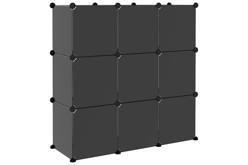 beBasic kubeformede opbevaringskasser 9 stk. med låger PP sort - Sort - Kurve & kasser