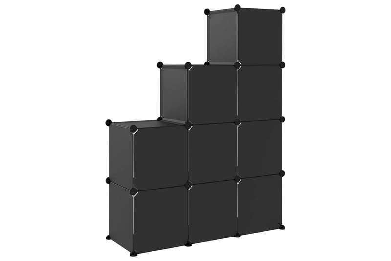 beBasic kubeformede opbevaringskasser 9 stk. PP sort - Sort - Kurve & kasser