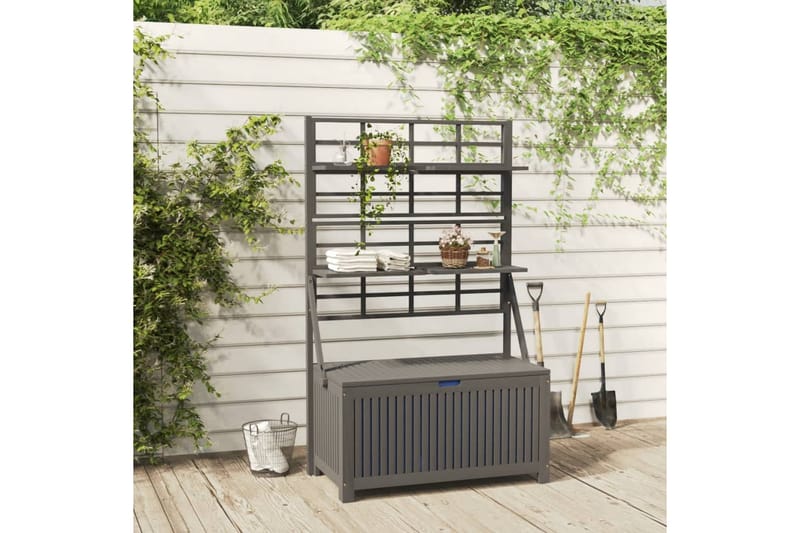 beBasic opbevaringsboks med espalier 99x50x160 cm massivt akacietræ grå - GrÃ¥ - Opbevaring - Opbevaring til småting - Kurve & kasser