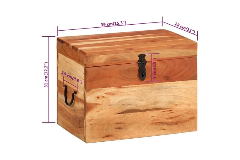 beBasic opbevaringskasse 39x28x31 cm massivt akacietræ - Brun - Opbevaring - Opbevaring til småting - Kurve & kasser