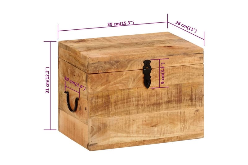 beBasic opbevaringskasse 39x28x31 cm massivt mangotræ - Brun - Opbevaring - Opbevaring til småting - Kurve & kasser