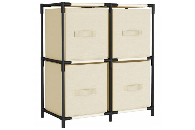 beBasic opbevaringsskab med 4 stofkurve 63x30x71 cm stål cremefarvet - Creme - Opbevaring - Opbevaring til småting - Kurve & kasser